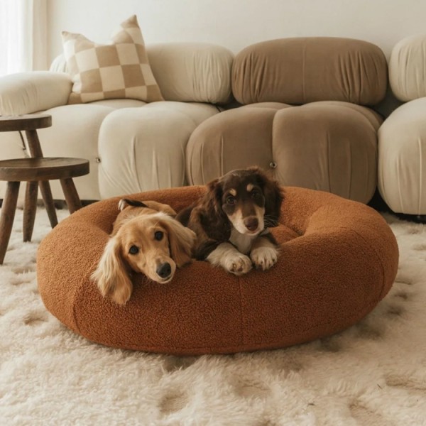 Puffy Dog Bed Factory - Washable Cozy Soft Fluffy Round Donut Pet Bed