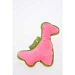 绒面狗玩具供应商-坚韧粉色恐龙刺激咬胶