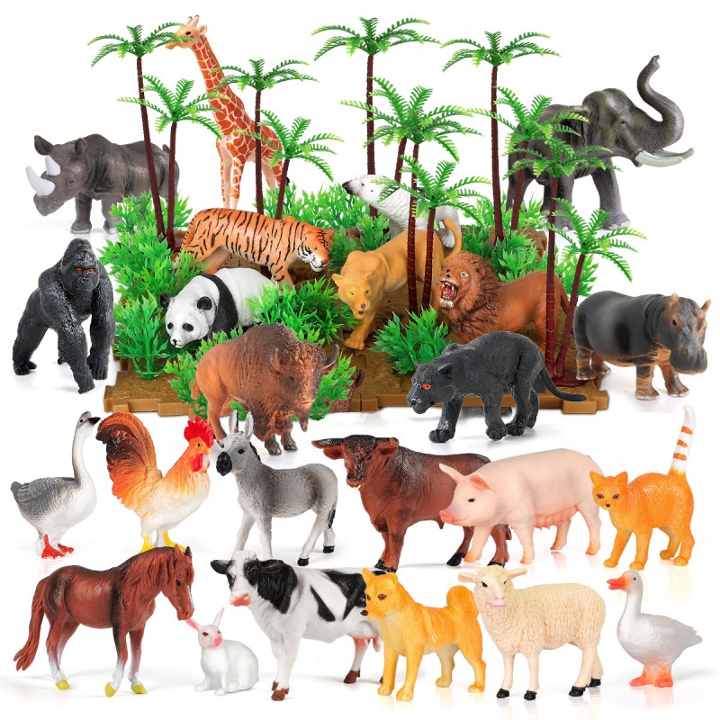 Safari Animal Toy Factory - Simulated Farm Mini Plastic Wild Animal World DIY