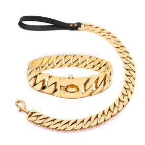 Pet Collar Supplier - New Luxury Gold Choke Necklace Fashion Collar Leash