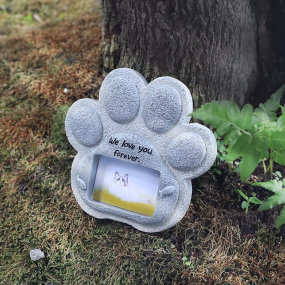 宠物相框源头工厂-葬礼产品可降解树脂心形爪印设计小狗猫纪念
