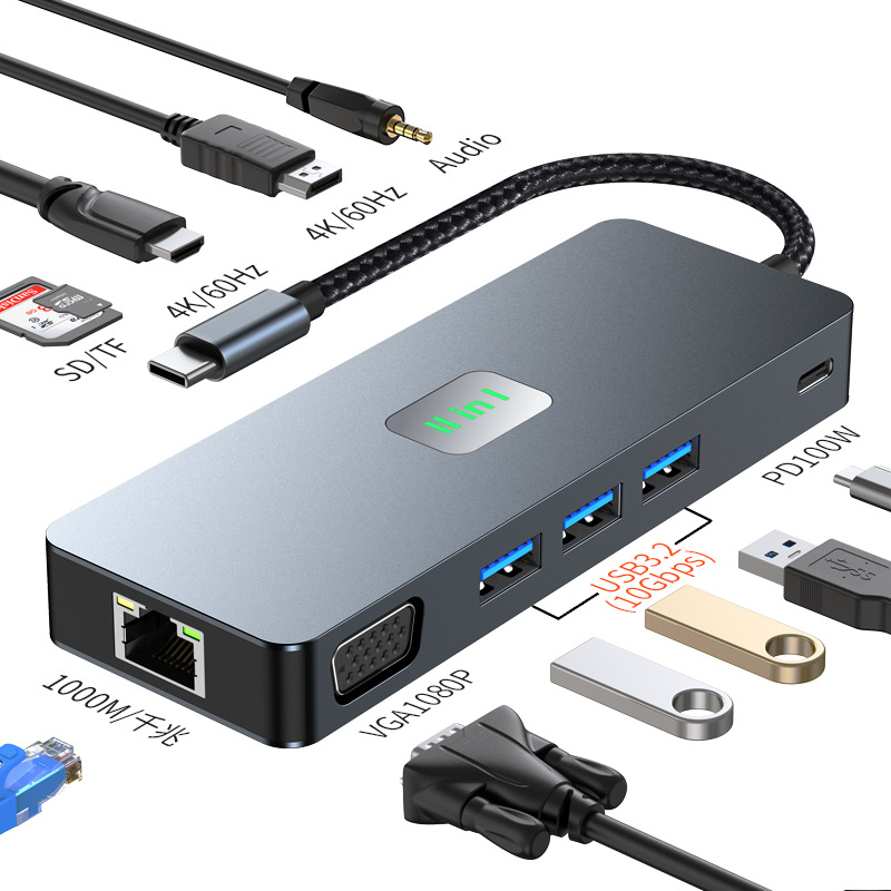 USB Hub Factory - Cross-Border USB Hub 3.2 Type-C HD+DP+VGA Triple Display MST Multi-screen