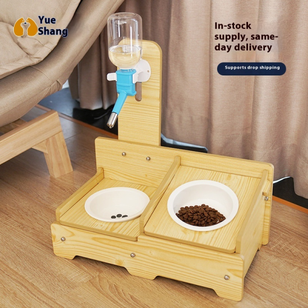 Pet Feeder Manufacturer - High-end Brand Wooden Two-In-One Cats Dogs Bowl Dispenser