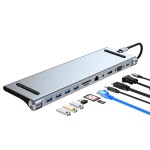 USB C Hub Factory - OEM Universal Office Docking Stations Usb Hub 11In1ABS+Aluminum Steel USB