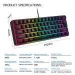 Computer Keyboard Supplier - 2025 Russian 61-Keys Wired RGB Luminous Blue Switches USB