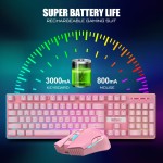 Wireless Keyboard Combo Factory - LED Backlit Rechargeable 3800mAh Pink Mechanical Feel