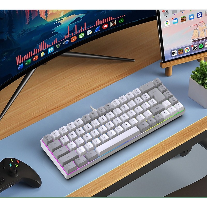Mechanical Keyboard Factory - 2025 Mini RGB Gaming 68-Key Anti-ghosting Wired BT Green