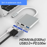 Docking Station Supplier - In Stock Type-C to HD Three-in-One USB 3.0 Adapter Hub Aluminium