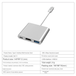 Docking Station Supplier - In Stock Type-C to HD Three-in-One USB 3.0 Adapter Hub Aluminium