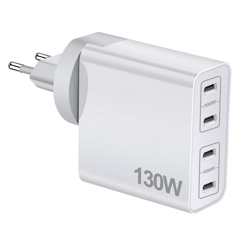 Wall Charger Supplier - USB C 130W Foldable Travel 4 Type C PD 3.0 Charger Block Quick