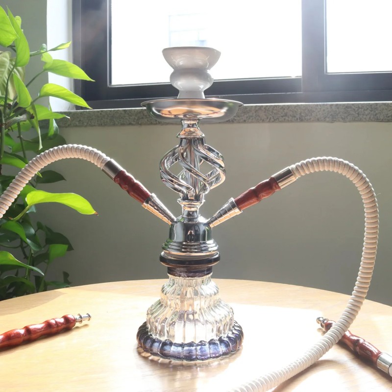 Glass Hookah Supplier - Arabian Double Hose Twist Bowl