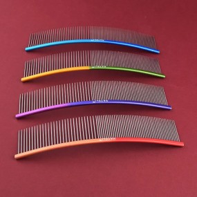 Pet Hair Removal Brush Supplier - 19cm Curved Dense Teeth Rainbow