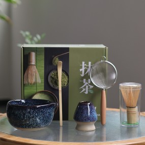 Ceramic Matcha Set Manufacturer - 5pc High Grade Kiln-Changed Glaze