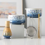 Blue White Matcha Set Factory - 5pcs Dyeing Rhyme Flowers