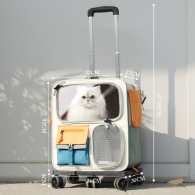 Pet Trolley Case Manufacturer - Large-Capacity Oxford Backpack Portable Solid Pattern Cat
