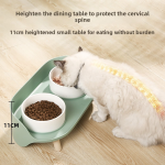 Half Moon Bowl Factory - Solid Pattern Ceramic Double Bowl Anti-Spill Pet Food