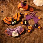 Pet Costume Supplier - Autumn Winter Halloween Knitted Kitten Hat Dog Collar Scarf
