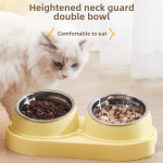 Slanted Mouth Bowl Supplier - Dual Anti-Knock Plastic Dog Cat Food Rice Bowl