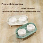 Half Moon Bowl Factory - Solid Pattern Ceramic Double Bowl Anti-Spill Pet Food