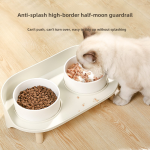 Half Moon Bowl Factory - Solid Pattern Ceramic Double Bowl Anti-Spill Pet Food