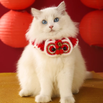 Pet Collar Supplier - New Year Costume Cat Collar Cotton Bandana Print Pattern