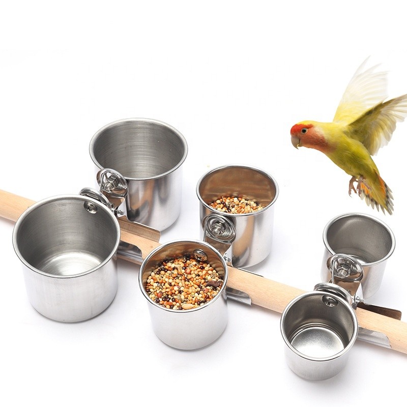 Stainless Steel Bowl Factory - for Birds Parrot Myna Standing Pole Clip Cup Feeder