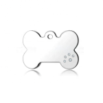 Diamond Dog Tag Supplier - Studded Stainless Steel Round Bone Custom Laser Engraved