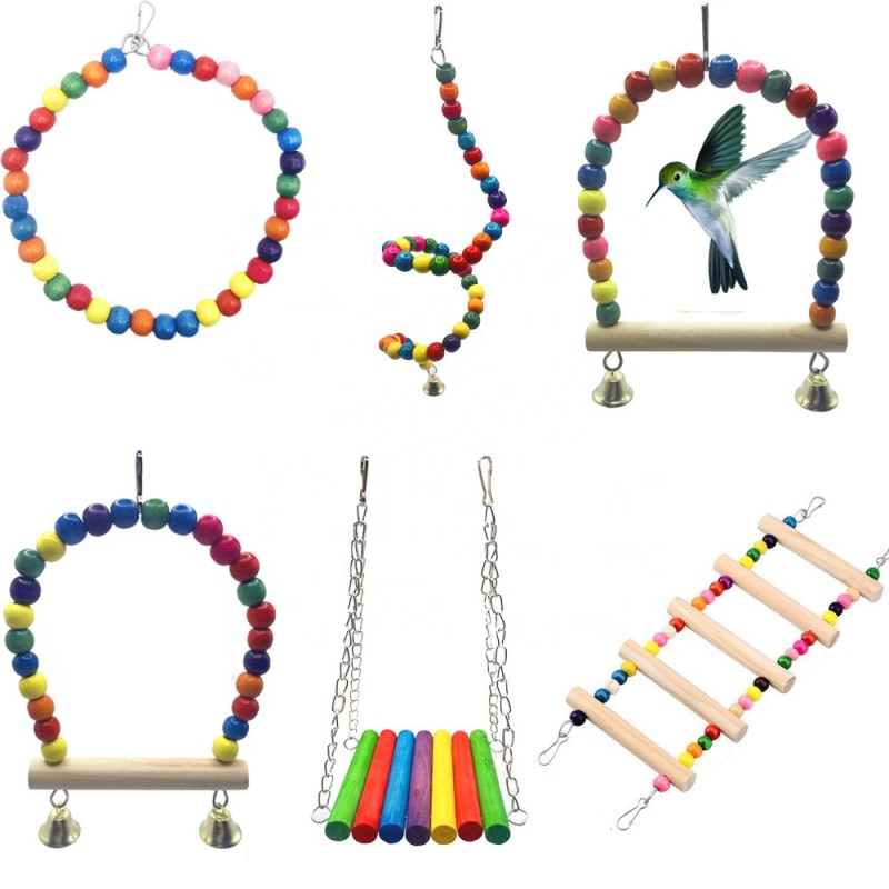 Bird Swing Factory - Colorful Swing Ladder Climbing Station Pole Cage Accessories