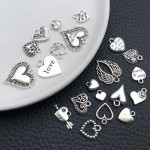 Alloy Pendant Supplier - 20pcs/set DIY Solid Heart Earring Studs Charms Keyring