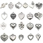 Alloy Pendant Supplier - 20pcs/set DIY Solid Heart Earring Studs Charms Keyring
