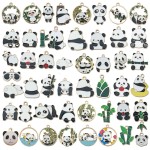 Chinese Style Pendant Factory - Cute Cartoon Panda Bamboo Alloy Enamel Keychain