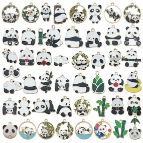 Chinese Style Pendant Factory - Cute Cartoon Panda Bamboo Alloy Enamel Keychain