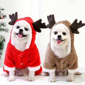 Pet Clothes Manufacturer - Autumn Winter Festival Four Legs Thick Fleece Warm Button
