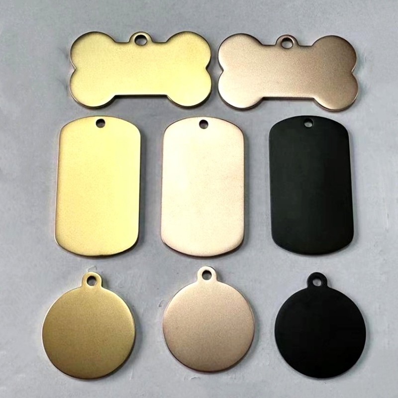 Matte Pet ID Tags Factory - Brushed Stainless Steel Non-Glossy Round Bone Shapes