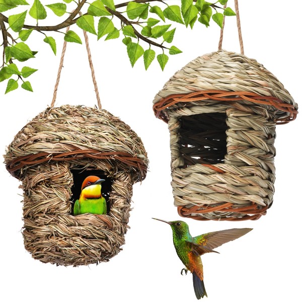 Hummingbird House Supplier - Nesting Hand Woven Outside Hanging Roosting Pocket Grass