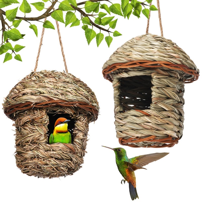 Hummingbird House Supplier - Nesting Hand Woven Outside Hanging Roosting Pocket Grass