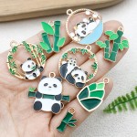 Chinese Style Pendant Factory - Cute Cartoon Panda Bamboo Alloy Enamel Keychain