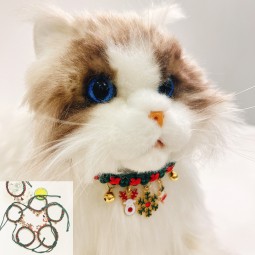 宠物项圈领结生产厂家-新款圣诞带铃铛可调舒适猫狗项链雪人
