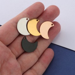 Crescent Moon Tag Supplier - Double-Sided Polished Metal Pet ID Bag Charm