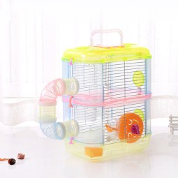 透明笼生产厂家-32x21x39cm双层水晶透明仓鼠吉祥物笼宠物用品