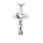 Memorial Pendant Factory - Hot Sales Stainless Steel Cross with Birthday Stone Ashes
