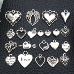 Alloy Pendant Supplier - 20pcs/set DIY Solid Heart Earring Studs Charms Keyring