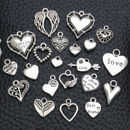Alloy Pendant Supplier - 20pcs/set DIY Solid Heart Earring Studs Charms Keyring