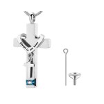 Memorial Pendant Factory - Hot Sales Stainless Steel Cross with Birthday Stone Ashes