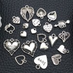 Alloy Pendant Supplier - 20pcs/set DIY Solid Heart Earring Studs Charms Keyring