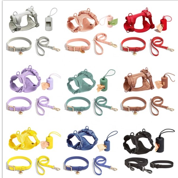 Dog Leash Set Supplier - PVC Upgraded Gold Buckle Adjustable Anti-bite Waterproof