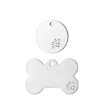 Diamond Dog Tag Supplier - Studded Stainless Steel Round Bone Custom Laser Engraved