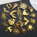 Halloween Charm Supplier - 20 Styles Antique Gold Ghost Theme Alloy Pendant