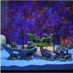 Resin Shipwreck Supplier - Eco-Friendly Sunken Sailboat Decor Aquatic Landscape Hiding
