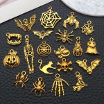 Halloween Charm Supplier - 20 Styles Antique Gold Ghost Theme Alloy Pendant